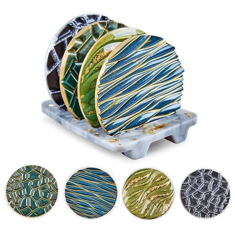 Coaster Mold Round - DIY Kristal Epoksi Cetakan Gelombang Berlian