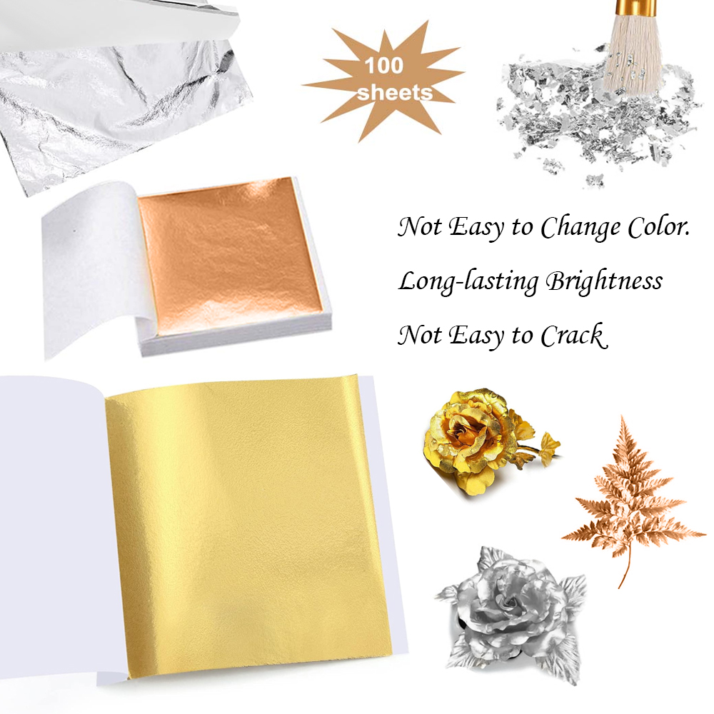 Gold Foil Flakes - 100 Buah Lembaran Foil Tembaga Perak