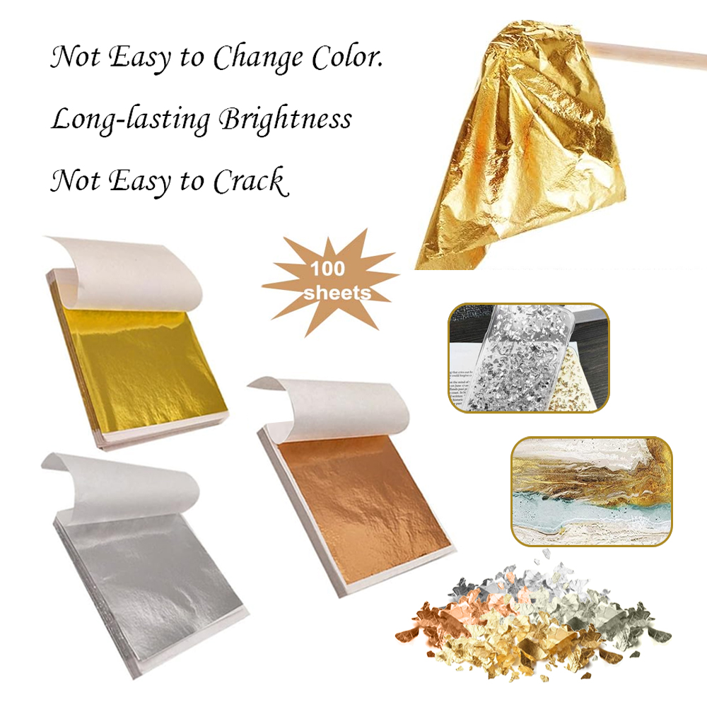 Gold Foil Flakes - 100 Buah Lembaran Foil Tembaga Perak