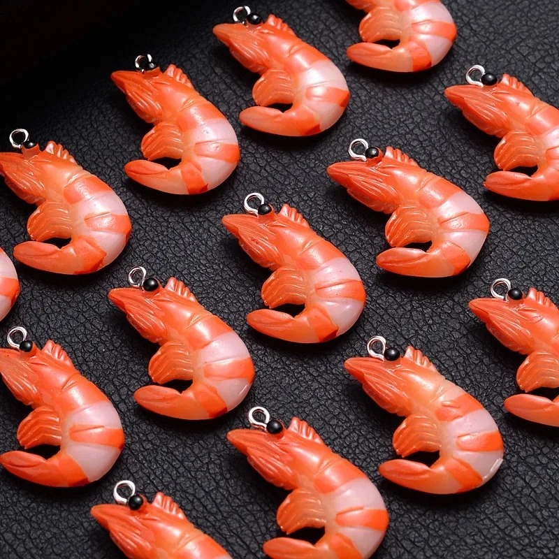 Resin Craft Projects - 10 Buah Liontin Lobster dan Udang
