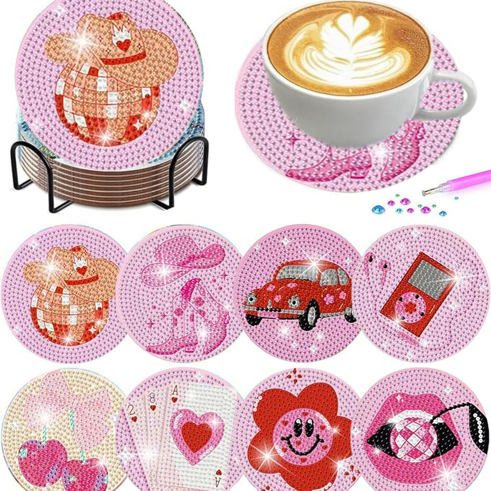Resin Craft Kit - 8 Buah/Set Tatakan Gelas untuk Melukis