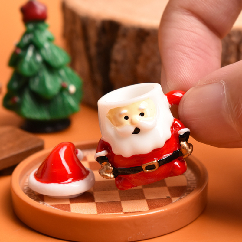 Ornamen Cangkir Teh Mini Santa - Resin Craft Material ulasan dan harga