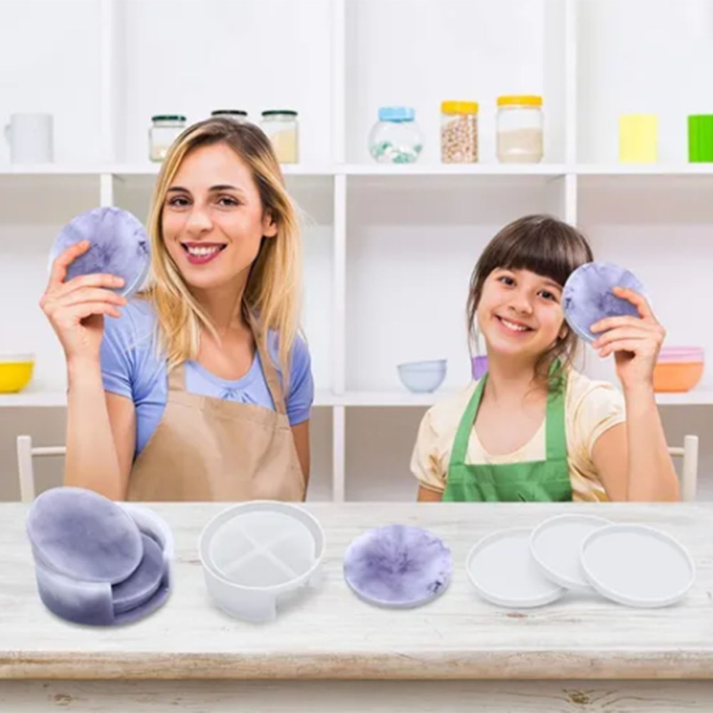 5 buah cetakan resin tatakan g - Coaster Mold Round ulasan dan harga