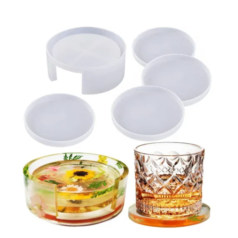 5 buah cetakan resin tatakan g - Coaster Mold Round ulasan dan harga
