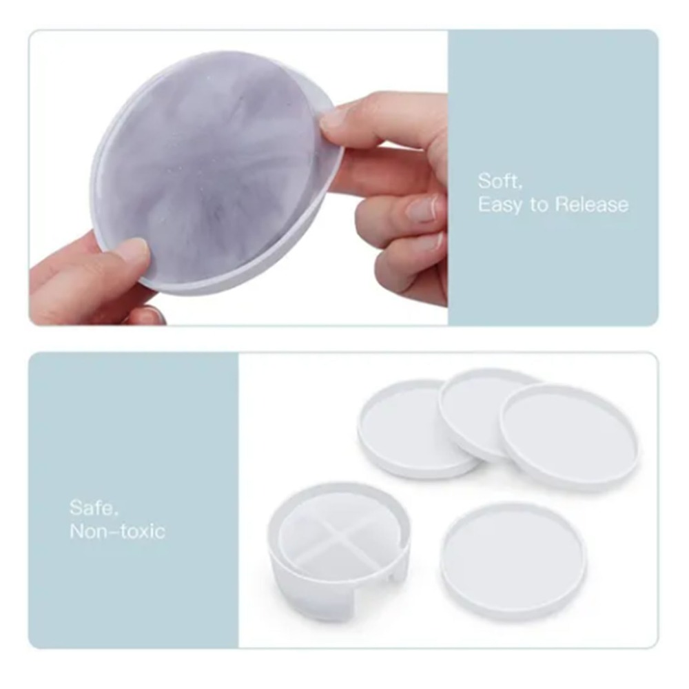 5 buah cetakan resin tatakan g - Coaster Mold Round ulasan dan harga