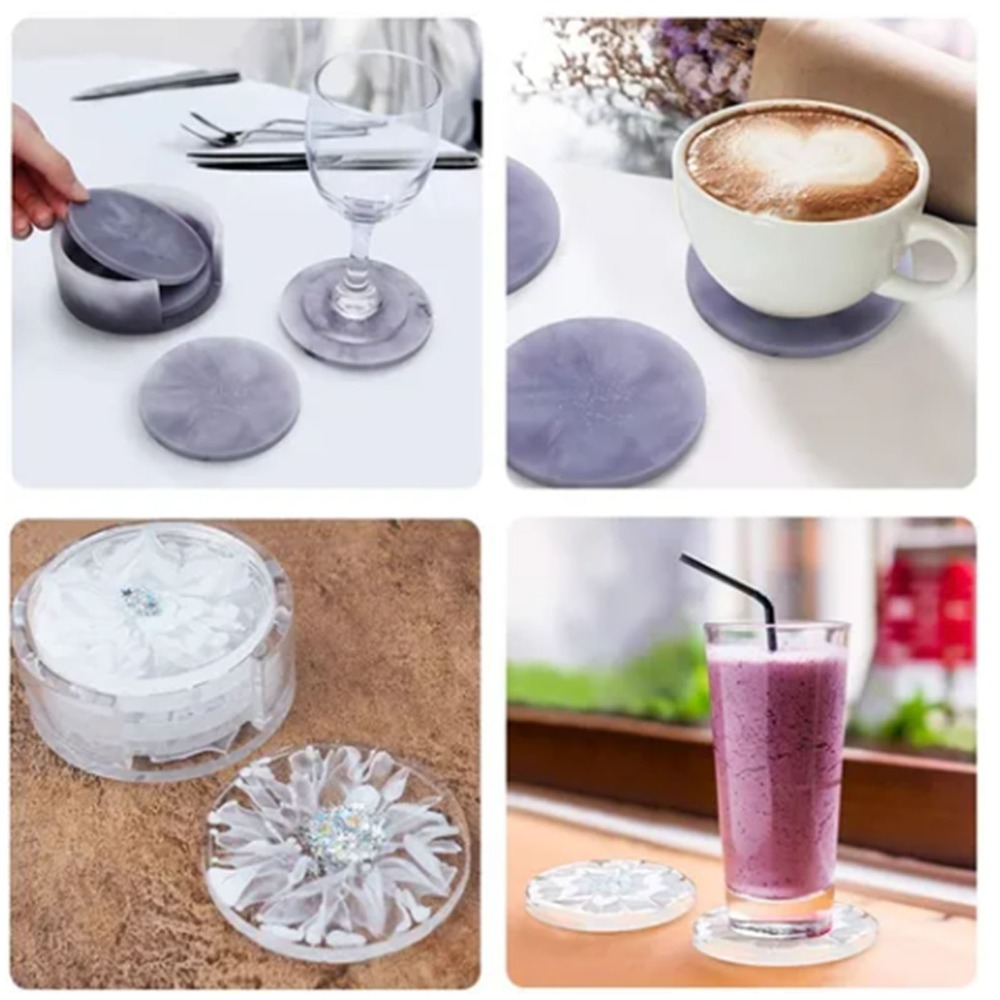 5 buah cetakan resin tatakan g - Coaster Mold Round ulasan dan harga